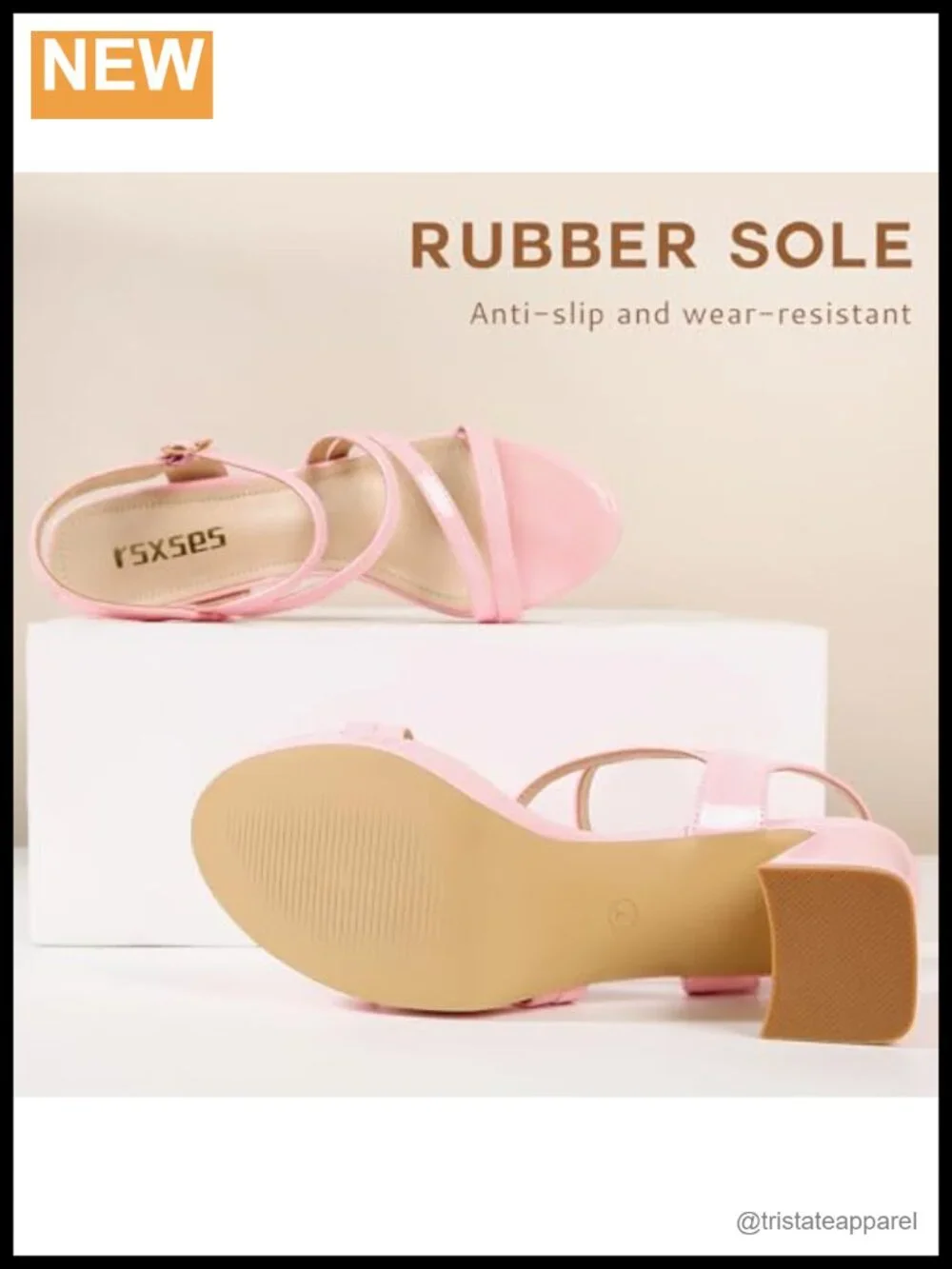 Platform Chunky Heels Ankle Strap Patent Leather PU Open Toe Dress Sandals
